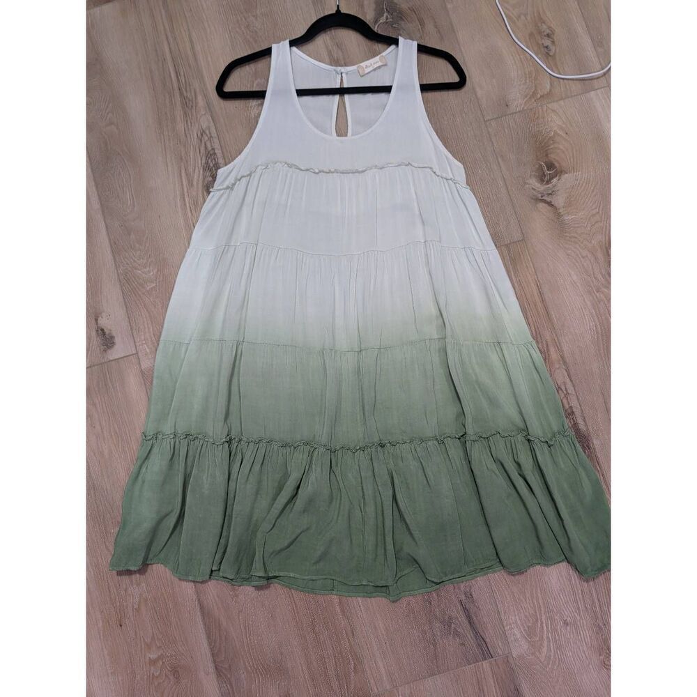 Altar'd State Tank Babydoll Ombre Boho Green Dress